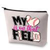 BLUPARK Baseball Mom Makeup Bag Girls Womens Baseball Gift My Heart Is On That Field Cosmetic Bag for Baseball Lovers (Baseball) view 1
