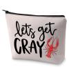 BLUPARK Crawfish Makeup Bag Crawfish Lover Gift Let's Get Cray Cosmetic Bag Mardi Gras Gift (Let's Get Cray) view 1
