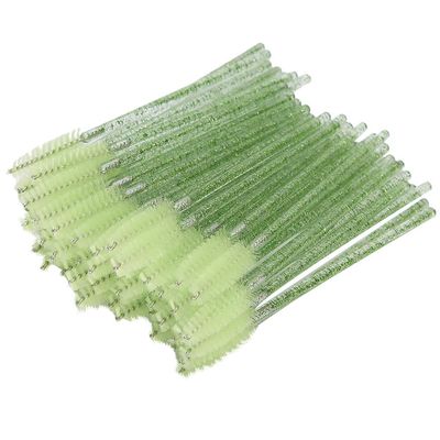 50pcs Disposable Eyelash Brushes & Makeup Wands for Eyelash Extensions & Eyebrow Makeup - Portable Brush Kit (Green)