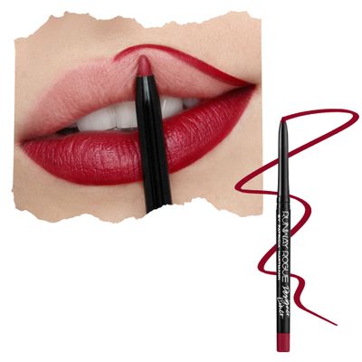 Runway Rogue Designer Liner Lip Pencil, Matte Crimson Dark-Red Lip Liner Pencil and Lip Liner Sharpener, In the Press