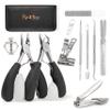 TIP2TOES 10 Pcs Ingrown Toenail Clippers for Seniors Thick Toenails- Heavy Duty Podiatrist Toe Nail Cutter for Men, Professional, and Adults- Easy Grip Handle Stainless Steel Sharp Curved Grooming Kit view 1