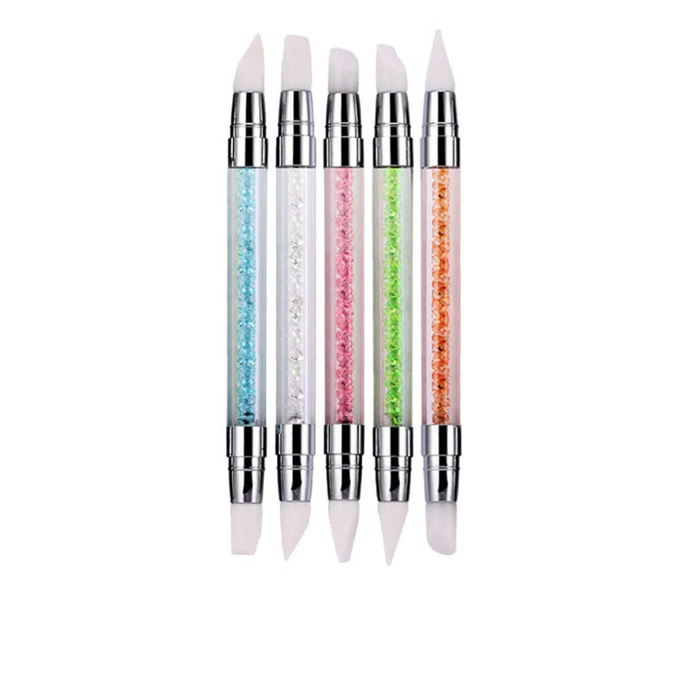 Mesiyun Nail Art Acrylic Pen Dual Head Tipped Silicone Carving Pen Manicure DIY Brush Dotting Tools