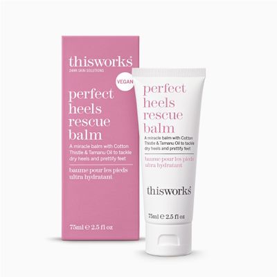 THISWORKS Perfect Heels Rescue Balm: A Natural Vegan Formula to Nourish, Repair and Moisturise with Cotton Thistle, Lemon and Lavender Essential Oils, Silicone Free, 75ml