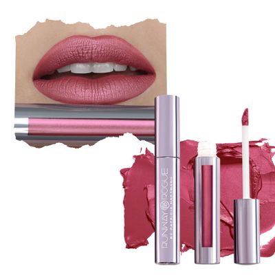 Runway Rogue Silk Glam Liquid Lipstick, Long Wear Frosted Berry-Rose Lipstick, First Class