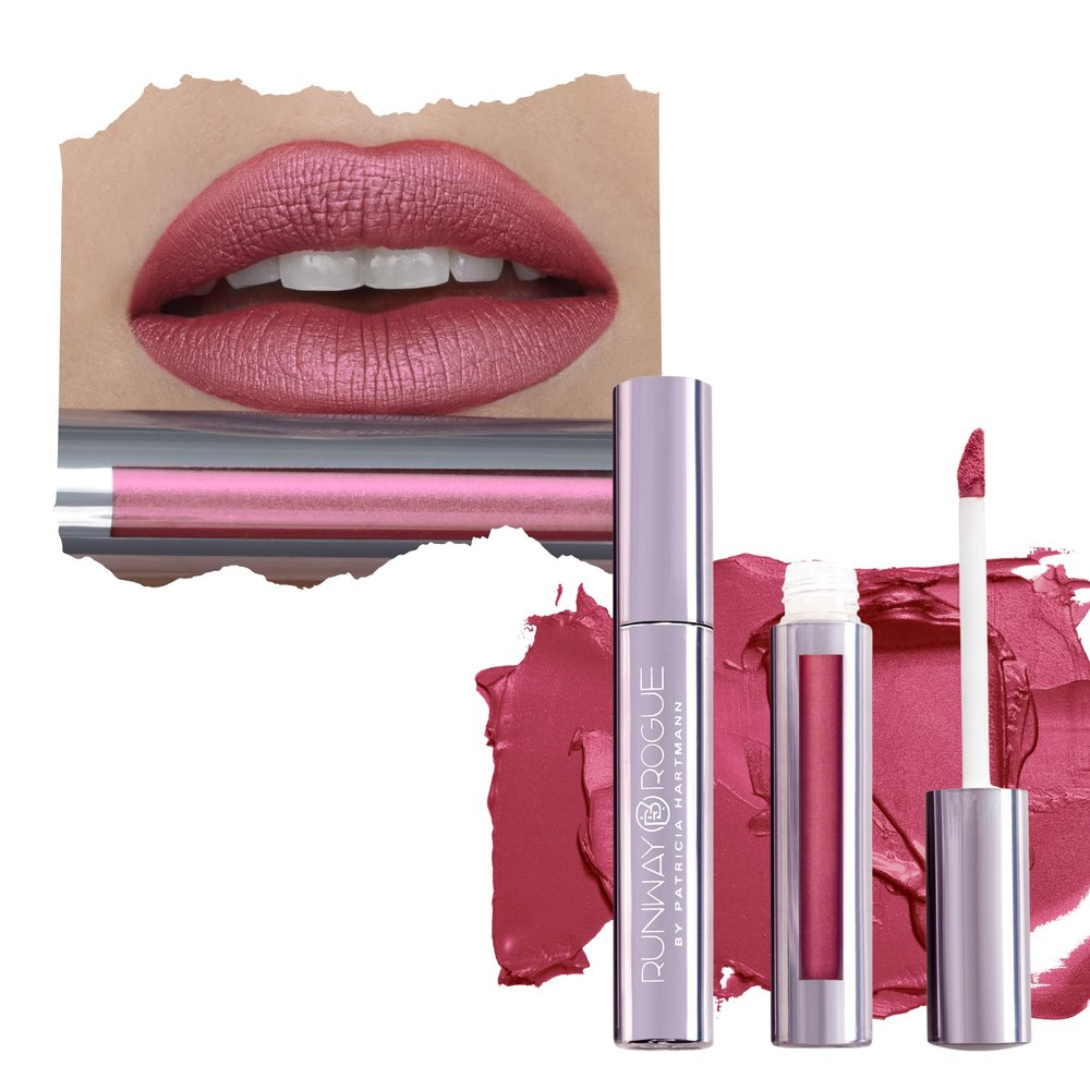 Runway Rogue Silk Glam Liquid Lipstick, Long Wear Frosted Berry-Rose Lipstick, First Class