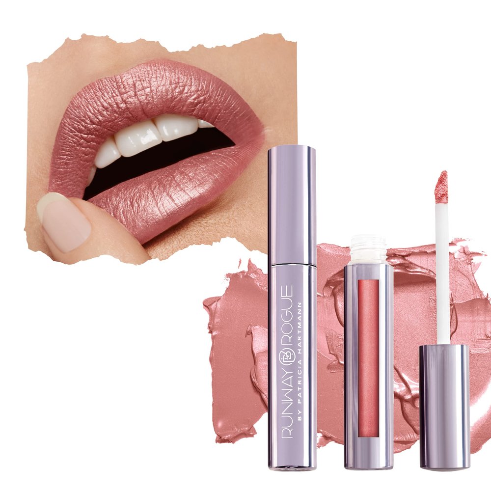 Runway Rogue Silk Glam Liquid Lipstick, Long Wear Frosted Blush Rosy-Pink Lipstick, Jet Set