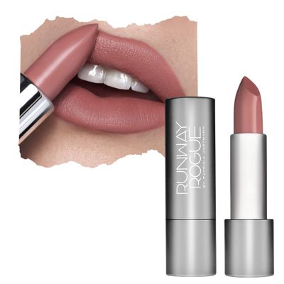Runway Rogue 90s Vibe Lipstick, Moisturizing Matte Dusty Nude-Pink Lipstick, Front Row