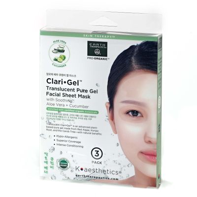 Earth Therapeutics ClariGel Translucent Mask - Aloe Vera + Cucumber - 3 Pack