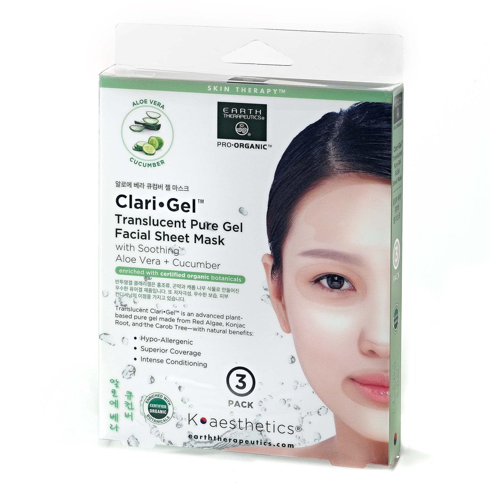 Earth Therapeutics ClariGel Translucent Mask - Aloe Vera + Cucumber - 3 Pack