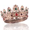 Baroque Royal Crown Men's Metal Prince Crown Full Circle Party Hair Accessories For Cosplay Prom (Bronze With Green Stone) view 1