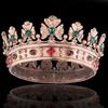 Baroque Royal Crown Men's Metal Prince Crown Full Circle Party Hair Accessories For Cosplay Prom (Bronze With Green Stone) view 3