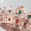 Baroque Royal Crown Men's Metal Prince Crown Full Circle Party Hair Accessories For Cosplay Prom (Bronze With Green Stone) view 4