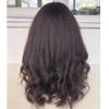 200 Density Yaki Wavy Wigs Brazilian Human Hair Scalp Top Full Machine Made Wig Yaki Wavy With Bangs Remy Human Hair For Women Natural Color 14 Inch view 2