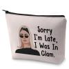 BLUPARK RHONY Inspired Gift Sorry I'm Late I Was In Glam Makeup Bag Real Housewives Gift (I Was In Glam) view 1