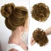 RUWISS Messy Bun Hair Piece Human Hair Messy Rose Bun Hair Buns Hair Piece for Women Scrunchies Updo Bun Extension Ponytail (Brown with Warm Blonde Highlights) view 1