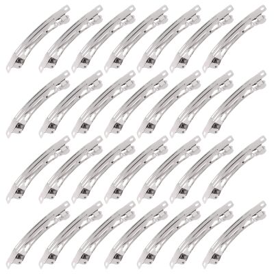 Mardatt 80 Pcs French Barrette Hair Clips Assortment Set 3.14 Inch Silver Metal Blank Alligator Hairpin Rectangle Craft Bow Clips for DIY Hairdressing Accessories (8 cm)