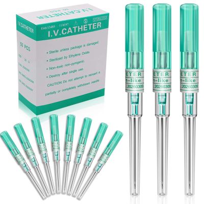 Autdor Catheter 50Pcs 18 Gauge IV Piercing Needles - Stainless Steel Hollow for Ear, Nose, Lip, Tongue, Belly, Navel, Nipple, Cartilage Piercing Kit