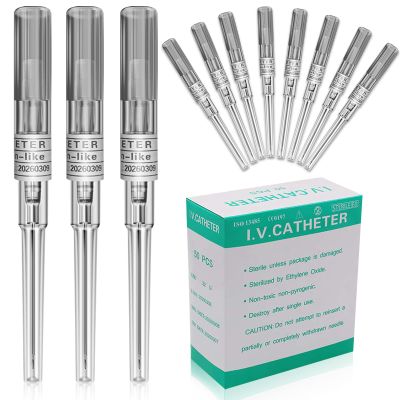 Autdor Catheter Piercing 50Pcs Ear Nose Catheter 16 Gauge Piercing Stainless Steel Hollow for Ear Nose Lip Tongue Belly Navel Nipple Cartilage Piercing Kit