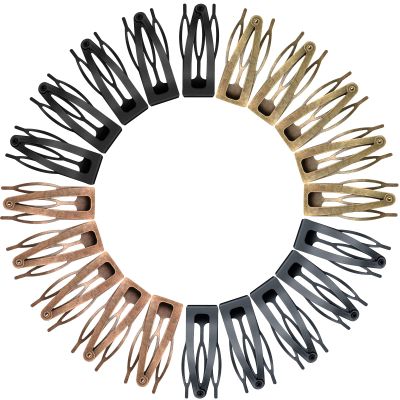 40 Pieces Snap Hair Clips Grip Hair Metal Barrettes for Women Snap Double Clip Pins Accessories for Women Making Salon(Black, Dark, Red, Green)