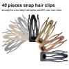 40 Pieces Snap Hair Clips Grip Hair Metal Barrettes for Women Snap Double Clip Pins Accessories for Women Making Salon(Black, Dark, Red, Green) view 3