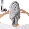 BYCOO Large Microfiber Hair Towel Wrap for Women, Anti Frizz Hair Drying Towel with Elastic Strap, Fast Dry | Super Absorbent | Quick Dry Hair Turban for Wet, Curly, Long & Thick Hair -Gray view 1