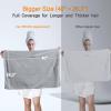 BYCOO Large Microfiber Hair Towel Wrap for Women, Anti Frizz Hair Drying Towel with Elastic Strap, Fast Dry | Super Absorbent | Quick Dry Hair Turban for Wet, Curly, Long & Thick Hair -Gray view 2