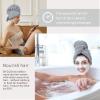 BYCOO Large Microfiber Hair Towel Wrap for Women, Anti Frizz Hair Drying Towel with Elastic Strap, Fast Dry | Super Absorbent | Quick Dry Hair Turban for Wet, Curly, Long & Thick Hair -Gray view 3