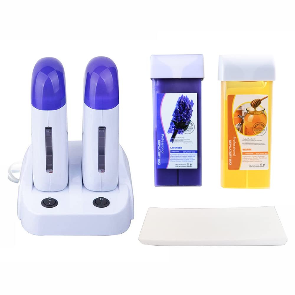 Nynelly Wax Warmer Kit for Hair Removal, Double Depilatory Wax Heater with Heater Base for Hair leg, Armpit, Bikini