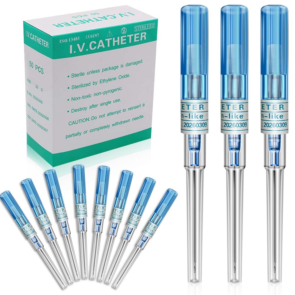 Autdor Catheter Piercing 50Pcs Ear Nose Piercing 22 Gauge IV Catheter Stainless Steel Hollow for Lip Tongue Belly Navel Nipple Cartilage Piercing Kit