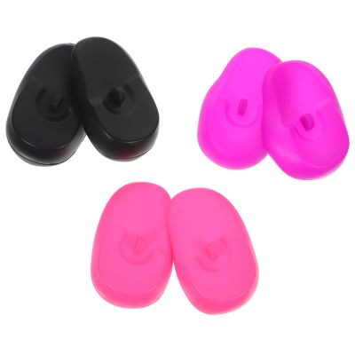 3pairs Silicone Ear Cover Protectors Earmuffs for Hair Dye and Treatment Black Rose Red Purple Salon and Home Use