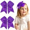 2PCS 8" Jumbo Cheer Bow Clip with Tails, Oaoleer Large Cheerleading Hair Bows for Girls Teen Softball Cheerleader Outfit Uniform (Dark Purple) view 1