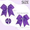 2PCS 8" Jumbo Cheer Bow Clip with Tails, Oaoleer Large Cheerleading Hair Bows for Girls Teen Softball Cheerleader Outfit Uniform (Dark Purple) view 2