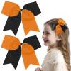 2PCS 8" Jumbo Cheer Bow Clip with Tails, Oaoleer Large Cheerleading Hair Bows for Girls Teen Softball Cheerleader Outfit Uniform (Orange/Black) view 1