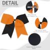 2PCS 8" Jumbo Cheer Bow Clip with Tails, Oaoleer Large Cheerleading Hair Bows for Girls Teen Softball Cheerleader Outfit Uniform (Orange/Black) view 3