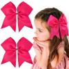 2PCS 8" Jumbo Cheer Bow Clip with Tails, Oaoleer Large Cheerleading Hair Bows for Girls Teen Softball Cheerleader Outfit Uniform (Rose Pink) view 1