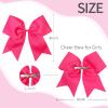 2PCS 8" Jumbo Cheer Bow Clip with Tails, Oaoleer Large Cheerleading Hair Bows for Girls Teen Softball Cheerleader Outfit Uniform (Rose Pink) view 2