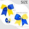 2PCS 8" Jumbo Cheer Bow Clip with Tails, Oaoleer Large Cheerleading Hair Bows for Girls Teen Softball Cheerleader Outfit Uniform (Yellow/Blue) view 2