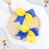 2PCS 8" Jumbo Cheer Bow Clip with Tails, Oaoleer Large Cheerleading Hair Bows for Girls Teen Softball Cheerleader Outfit Uniform (Yellow/Blue) view 4