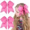 2PCS 8" Jumbo Cheer Bow Clip with Tails, Oaoleer Large Cheerleading Hair Bows for Girls Teen Softball Cheerleader Outfit Uniform (Hot Pink) view 1