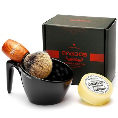 Anbbas Badger Hair Shaving Brush with 100g Shaving Soap Refill and Upgrade Lathering Way-POP Mug A5 Melamine,Foaming Set for Men Wet Shave,Women Girls Hair Removal