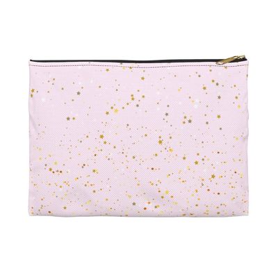 Pink Glitter Stars Accessory Pouch Makeup Bag Cosmetic Bag Travel Bag Toiletry Bag Pencil Case (Black, Large (8.35 x 11.81))