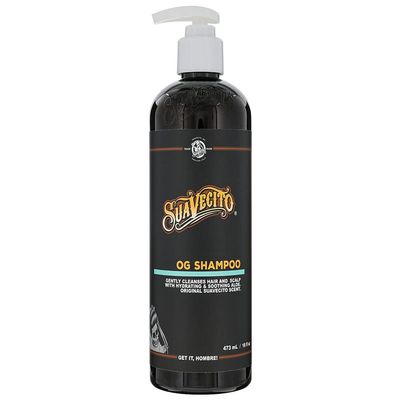Suavecito OG Shampoo 16 oz Pump Bottle Original Scent - Gently Cleanses Hair, Hydrates and Soothes with Aloe, Works On All Hair Types and Textures - Restores Shine & Luster - Sulfate Free