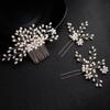 KALLORY 3pcs Vintage Beaded Hair Comb u Shape Hairpins Set Elegant Bridal Headdress for Wedding Prom Party Engagement Golden Hair Accessories for Brides Bridesmaids view 2