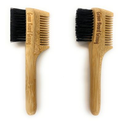 2-in-1 Pocket Sapling Mustache Brush & Comb (2-Pack) from Green Beard Grmng - Boar Bristle & Bamboo