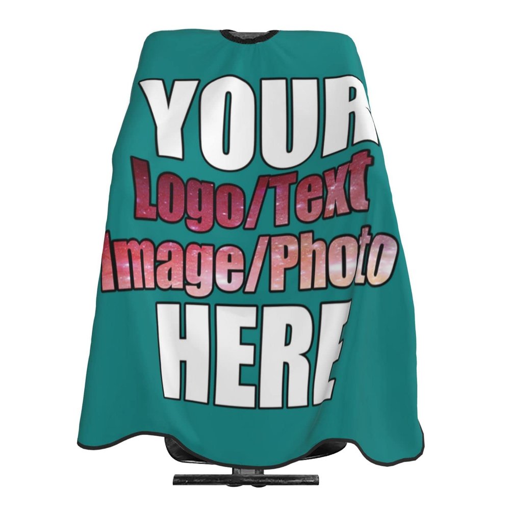 JCETUNO Custom Barber Cape,Personalized Salon Haircut Capes,Add Your Image Haircut Kit Hairdressing Apron For Home Salon Barbershop, Tropical Blue Apron 66x55in