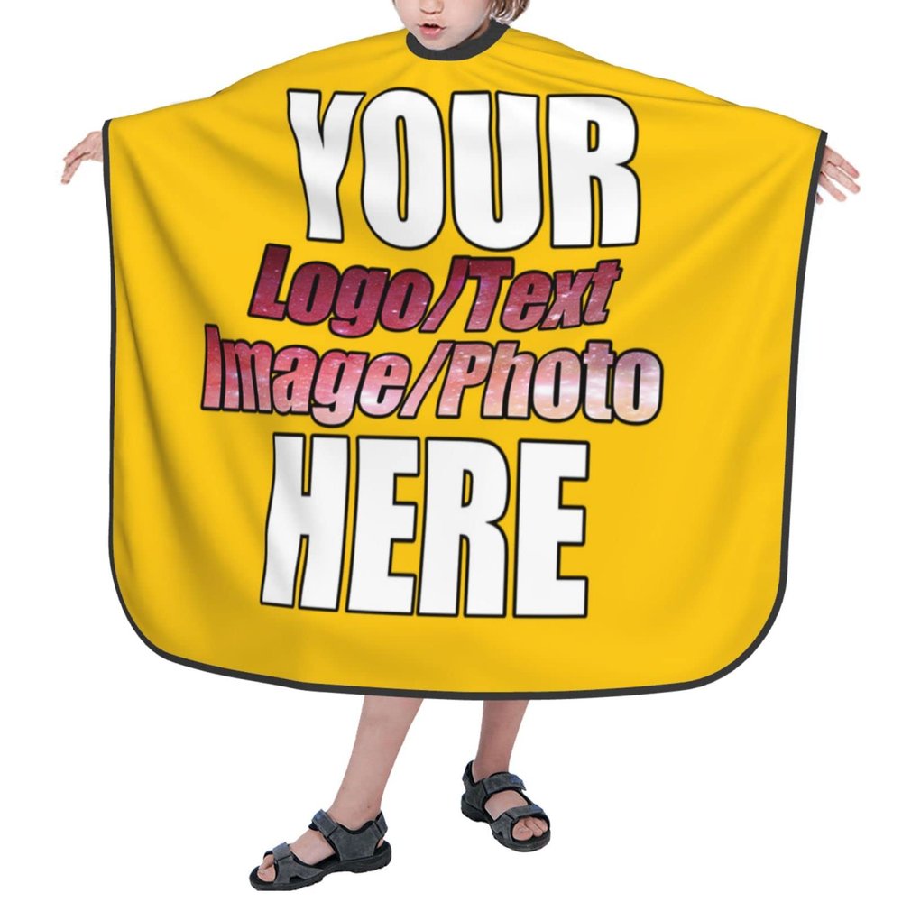 JCETUNO Personalized Waterproof Barber Cape, Professional Salon Cape For Men, Unisex Hair Cutting Cape With Adjustable Neck Size, Orange Yellow Apron 39x47in