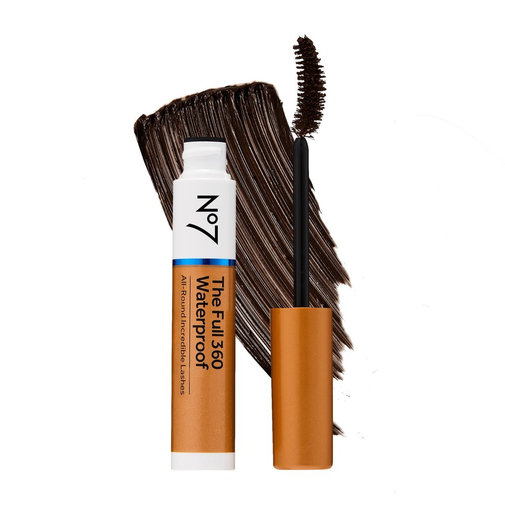 No7 The Full 360 Waterproof - Brown/Black - Sweat-Proof, Rain-Proof, Tear-Proof Mascara - Adds Volume, Length & Curl for Up to 12 Hours (7ml)