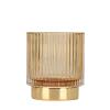 DASITON Makeup Brush holder Organizer,Crystal Cosmetic Makeup Brush Glass Brushes Storage Holder, Vintage Make Up Brush Cup Pen Pencil Holder striped vase(Coffee S) view 1