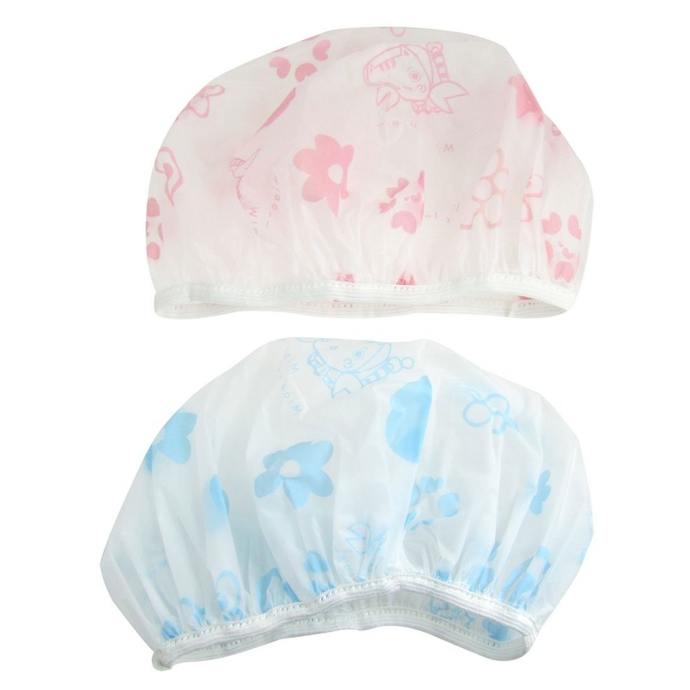 Ruilogod 2 Pcs Flower Heart Pattern Bouffant Shower Cap Bath Hat 3 Colors (id: 682 1c8 d0a 48d c4f