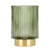 DASITON Makeup Brush holder Organizer,Crystal Cosmetic Makeup Brush Glass Brushes Storage Holder, Vintage Make Up Brush Cup Pen Pencil Holder striped vase(Green L) view 1